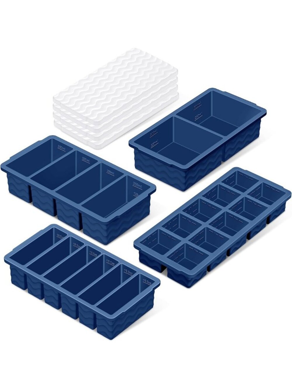 Stackable Silicone Freezer Trays with Lids - 4-Pack Meal Prep Molds for Soup